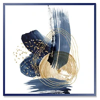 Toile imprimée « Landscape of Dark Blue Mountains & Gold Strokes II