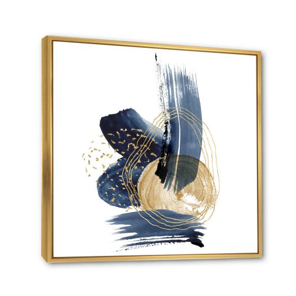 Landscape of Dark Blue Mountains & Gold Strokes II  Wall Art