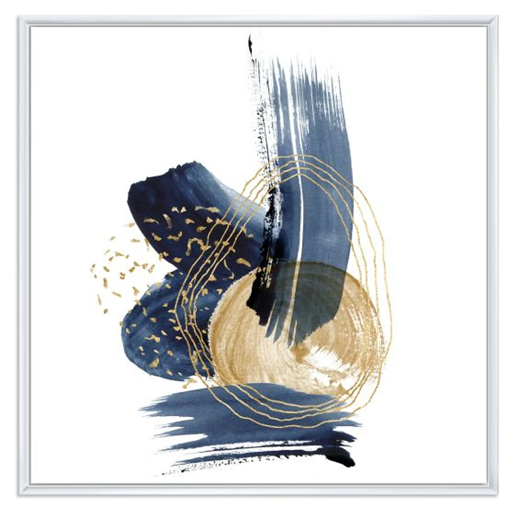 Toile imprimée « Landscape of Dark Blue Mountains & Gold Strokes II