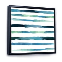 Aquatic Dark Blue Verticals Canvas Wall Art Print