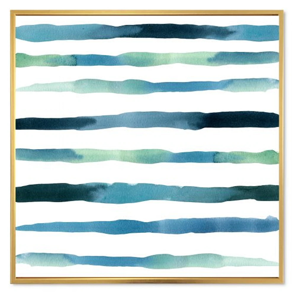 Aquatic Dark Blue Verticals Canvas Wall Art Print