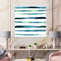 Aquatic Dark Blue Verticals Canvas Wall Art Print