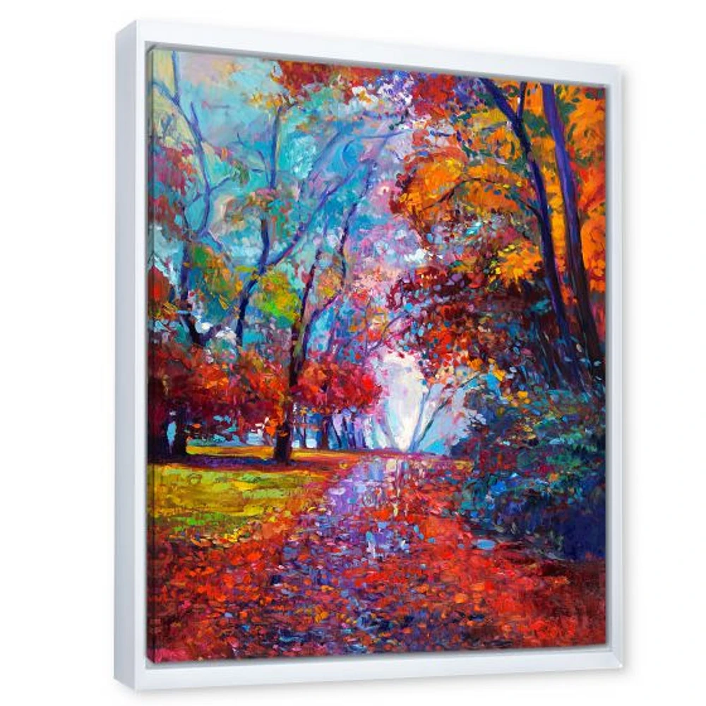 Little Road Through Red Autumn Landscape Wall Art