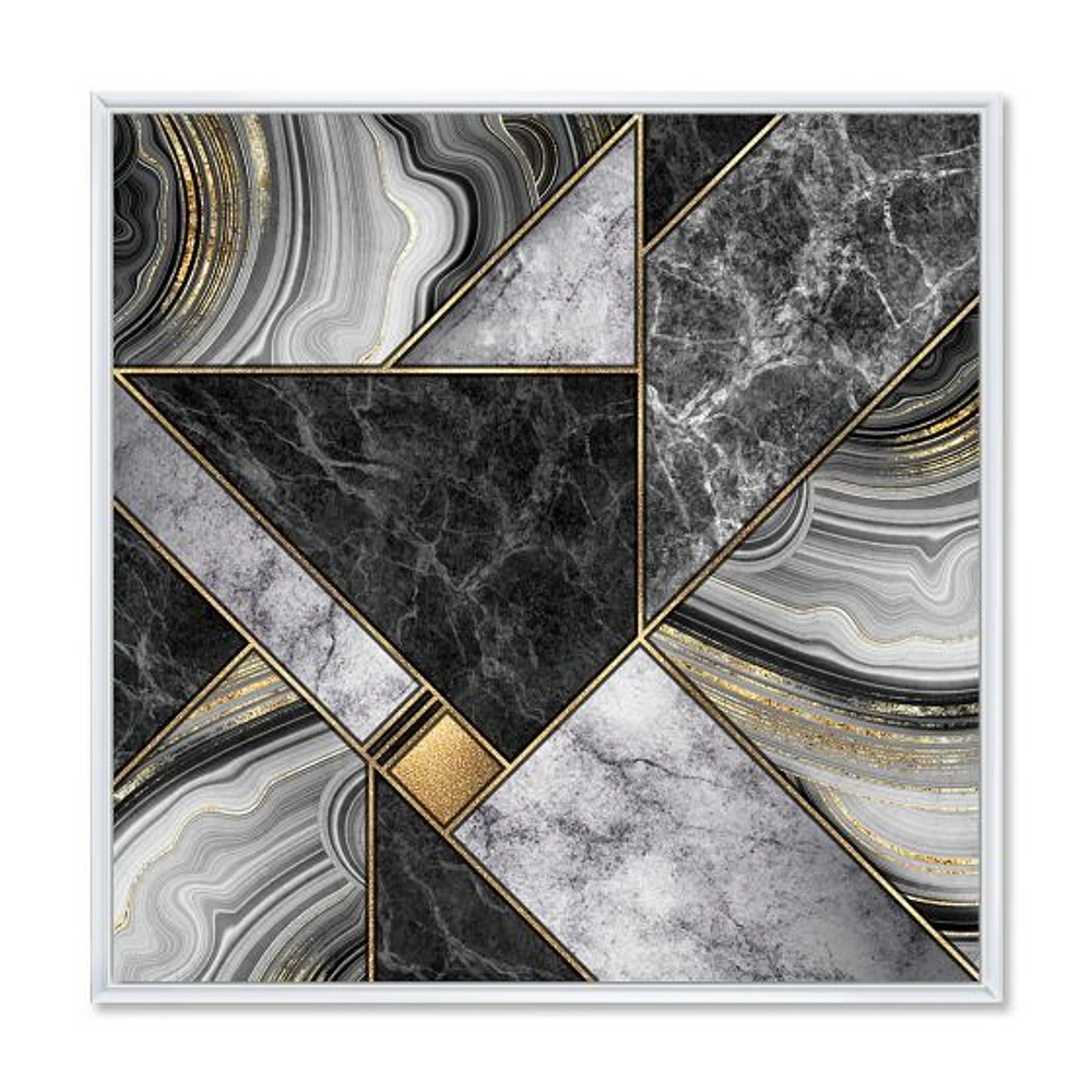 Marble Granite Agate with Touches of Gold  Canvas Wall Art Print