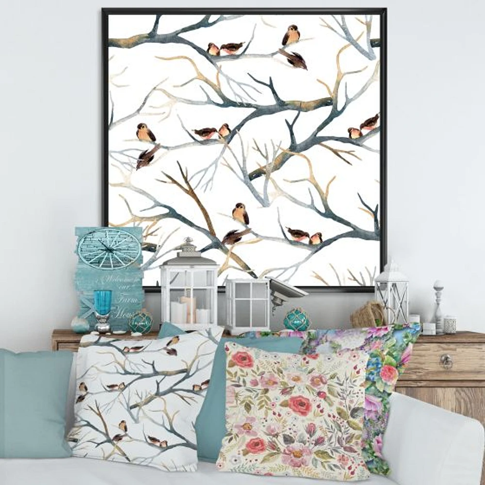 Toile imprimée « Little Birds on The Tree Branches I »