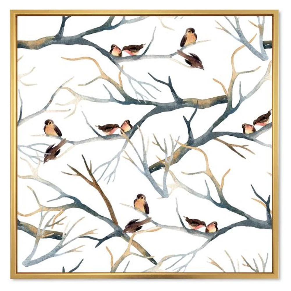 Toile imprimée « Little Birds on The Tree Branches I »