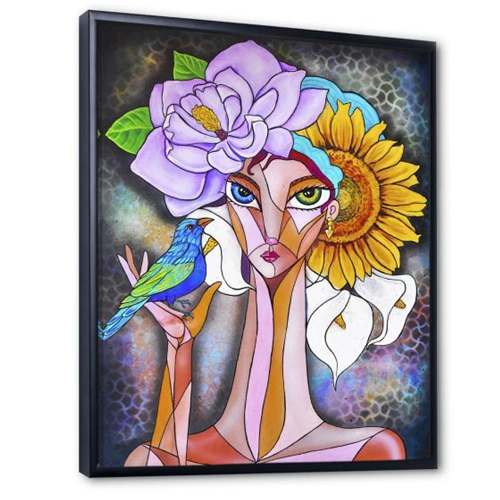 Cubist Girl Portrait Canvas Wall Art Print