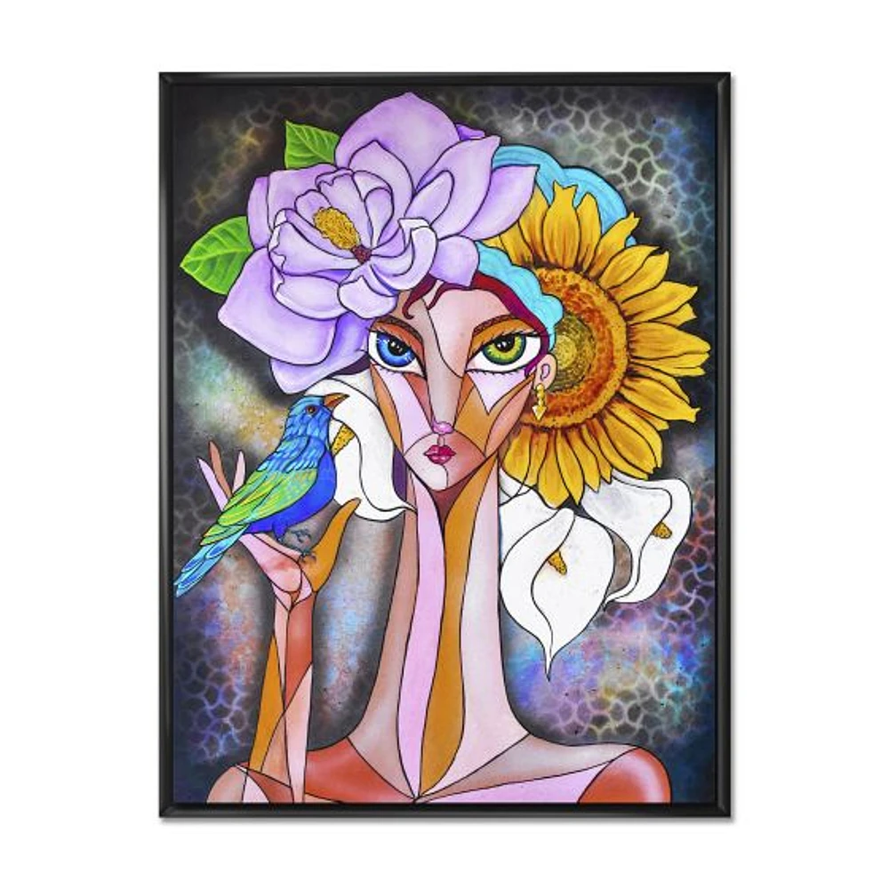 Cubist Girl Portrait Canvas Wall Art Print