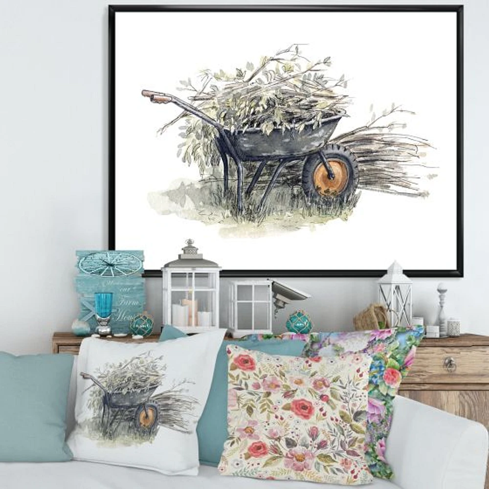 Old Garden Trolley Full of Cut Branches Canvas Wall Art Print