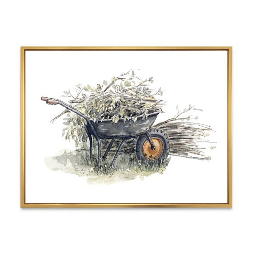 Old Garden Trolley Full of Cut Branches Canvas Wall Art Print