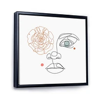 Female Face one Line Drawing with Minimal Shapes Canvas Wall Art Print