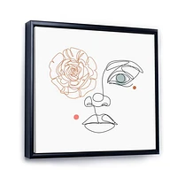 Female Face one Line Drawing with Minimal Shapes Canvas Wall Art Print