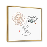 Female Face one Line Drawing with Minimal Shapes Canvas Wall Art Print