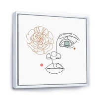 Female Face one Line Drawing with Minimal Shapes Canvas Wall Art Print