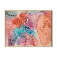 Toile imprimée « Turquoise and Brown Luxury Abstract Fluid Art II »