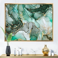 Green Luxury Abstract Fluid Art III  Canvas Wall Print