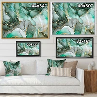 Green Luxury Abstract Fluid Art III  Canvas Wall Print