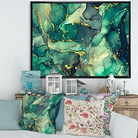 Green Luxury Abstract Fluid Art IV Canvas Wall Print