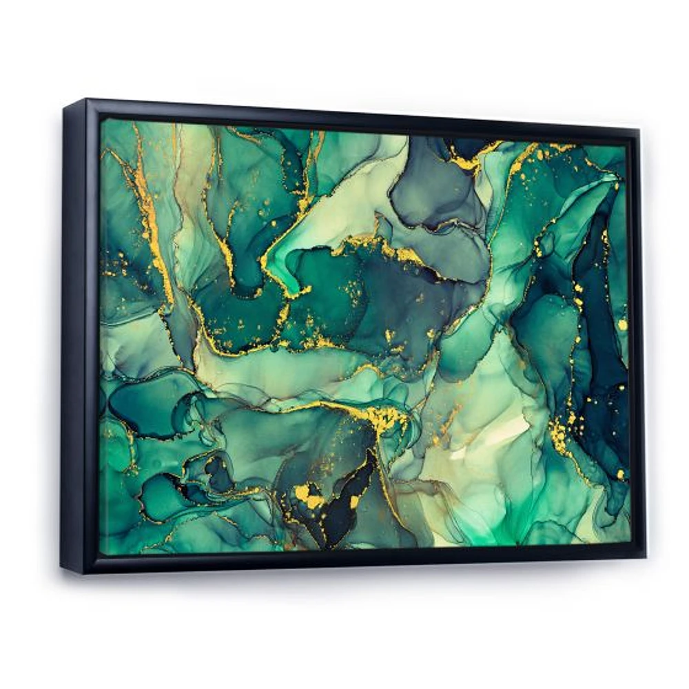 Toile imprimée « Green Luxury Abstract Fluid Art IV