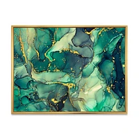 Green Luxury Abstract Fluid Art IV Canvas Wall Print