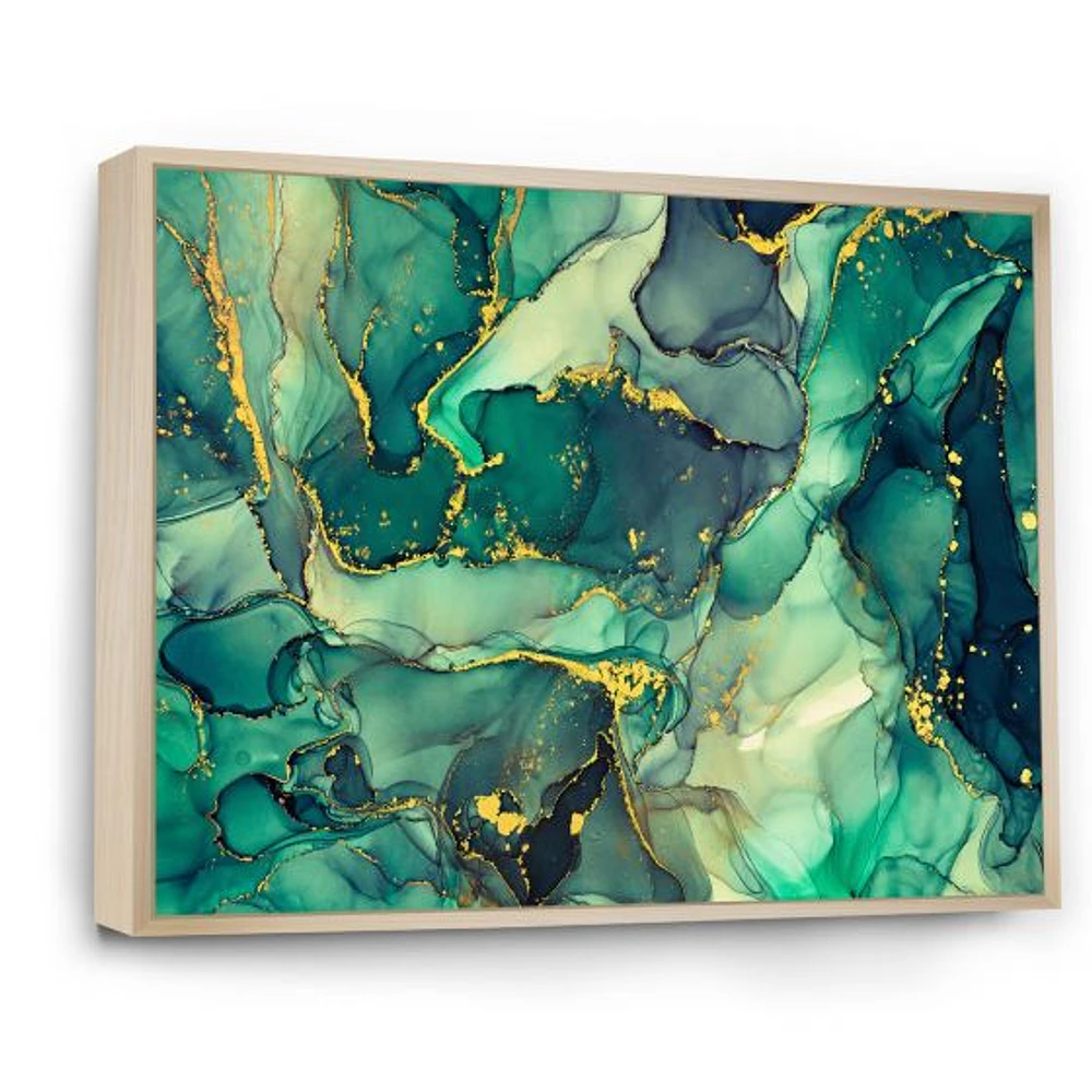 Green Luxury Abstract Fluid Art IV Canvas Wall Print