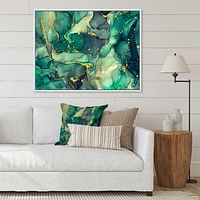 Green Luxury Abstract Fluid Art IV Canvas Wall Print