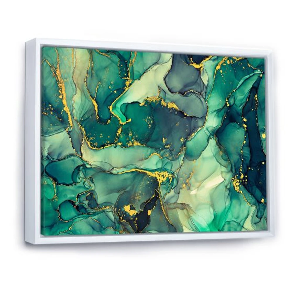 Green Luxury Abstract Fluid Art IV Canvas Wall Print