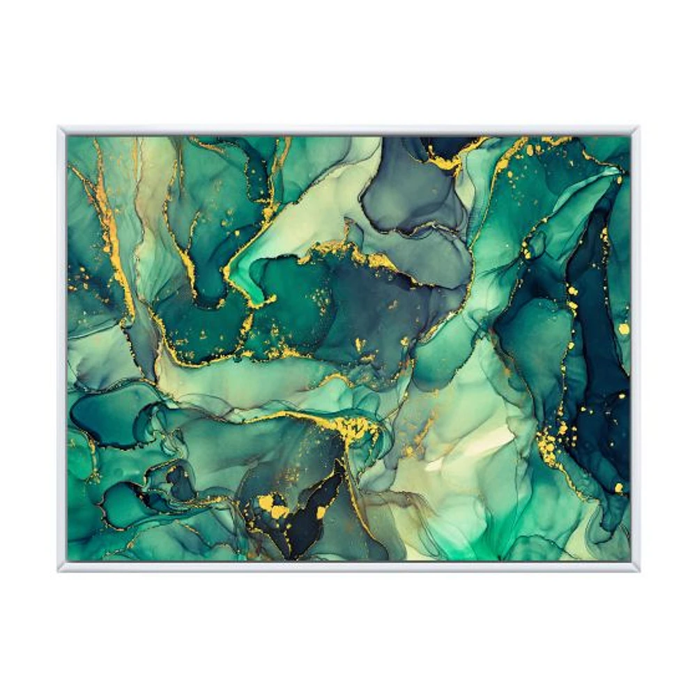 Toile imprimée « Green Luxury Abstract Fluid Art IV