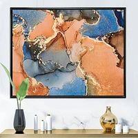 Blue and Orange Luxury Abstract Fluid Art I Canvas Wall Print
