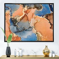 Blue and Orange Luxury Abstract Fluid Art I Canvas Wall Print