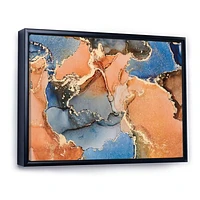 Blue and Orange Luxury Abstract Fluid Art I Canvas Wall Print