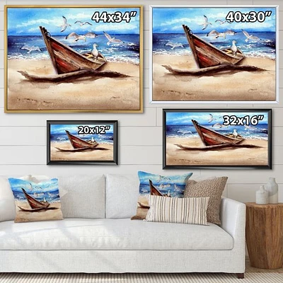 Toile imprimée « An Old Fishing Boat on The Sandy Beach