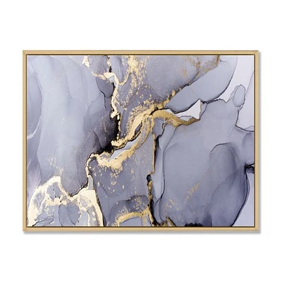 Closeup of Black and Golden Abstract Marble Texture Canvas Wall Art Print