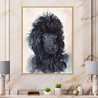 Toile imprimée « Portrait of The Black Poodle Puppy with Curly Coat »