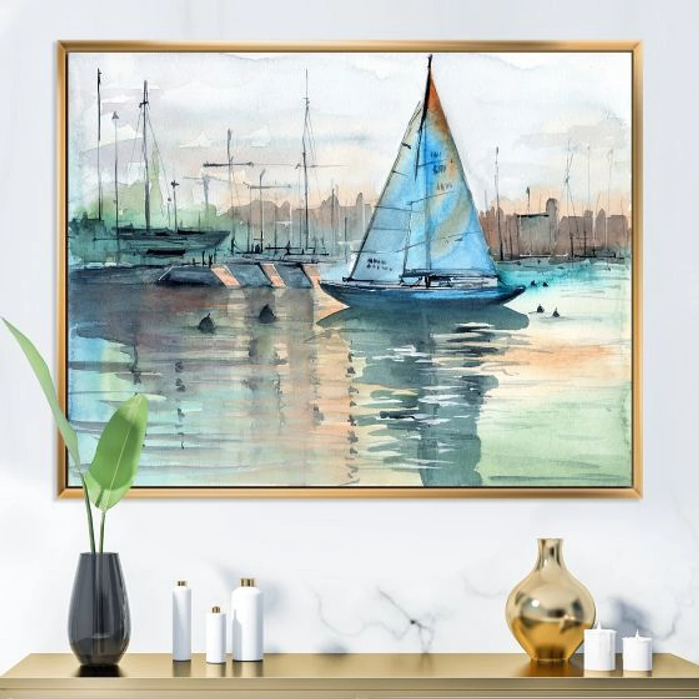 Toile imprimée « A Sailboat Marina with Some Yachts