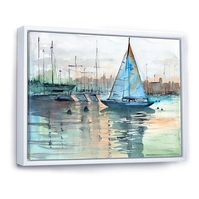 A Sailboat Marina with Some Yachts Canvas Wall Art Print