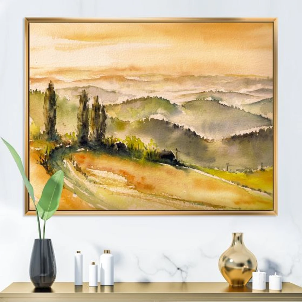 Landscape with Vineyards  Canvas Wall Art Print