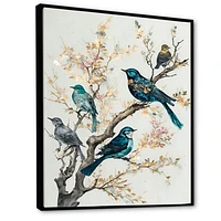 Multicolor Birds On Plum Blossoms Tree IX Wall Art