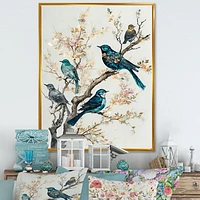 Multicolor Birds On Plum Blossoms Tree IX Wall Art