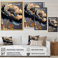 Deep Blue And Gold Single Flower VI Wall Art