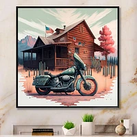 Motorcycle Parked At The Cabin V Wall Art