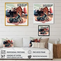 Motorcycle Parked At The Cabin V Wall Art