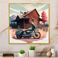 Motorcycle Parked At The Cabin V Wall Art