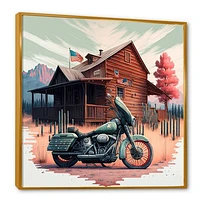 Motorcycle Parked At The Cabin V Wall Art