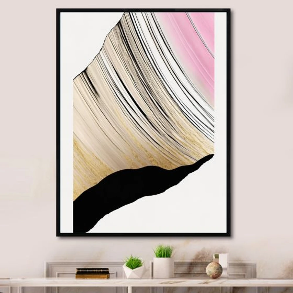 Minimalism Pink And Gold Cubic Fusion I Wall Art