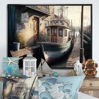 Rustic Port With A Fishing Boat IV Wall Art