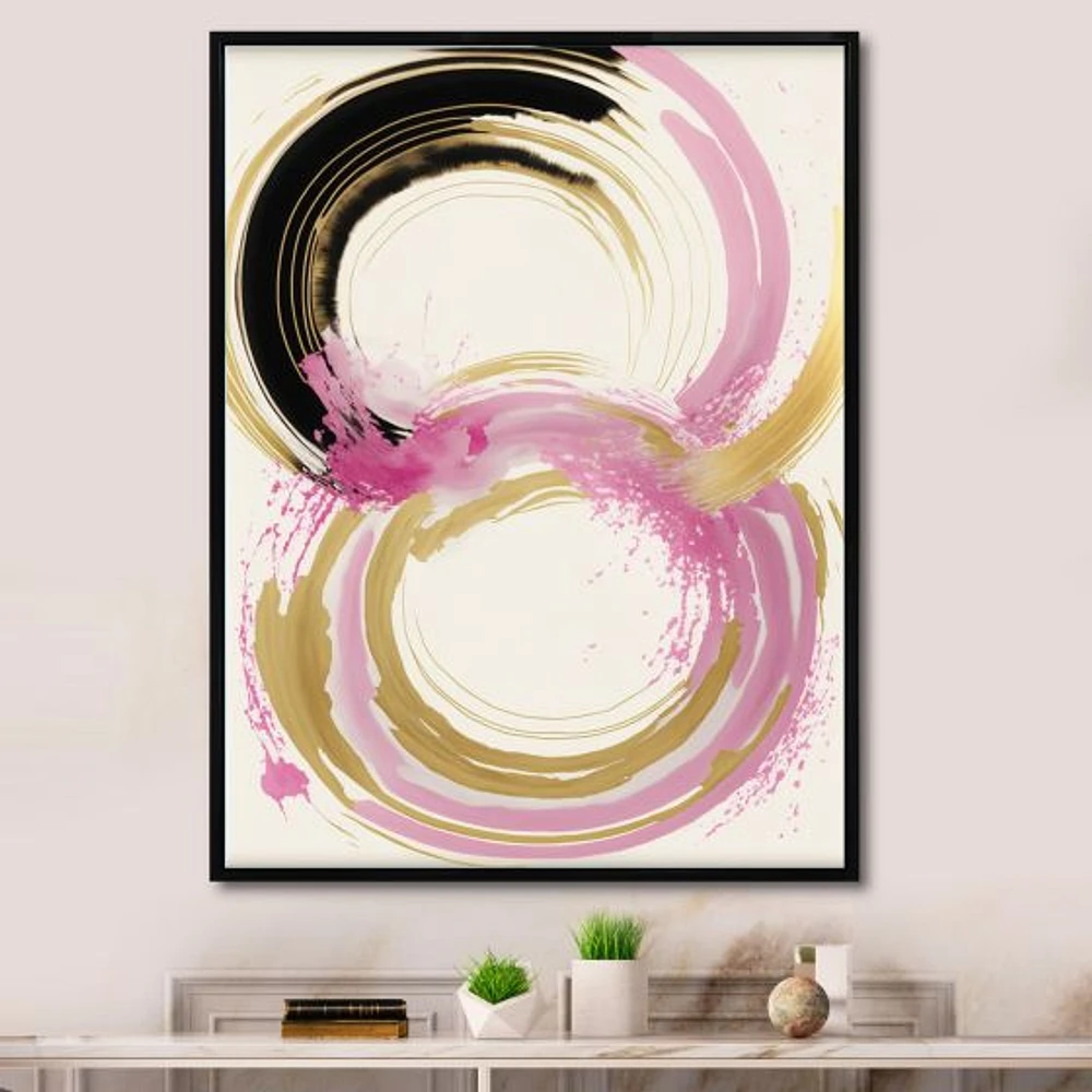 Pink And Gold Curves IV Wall Art