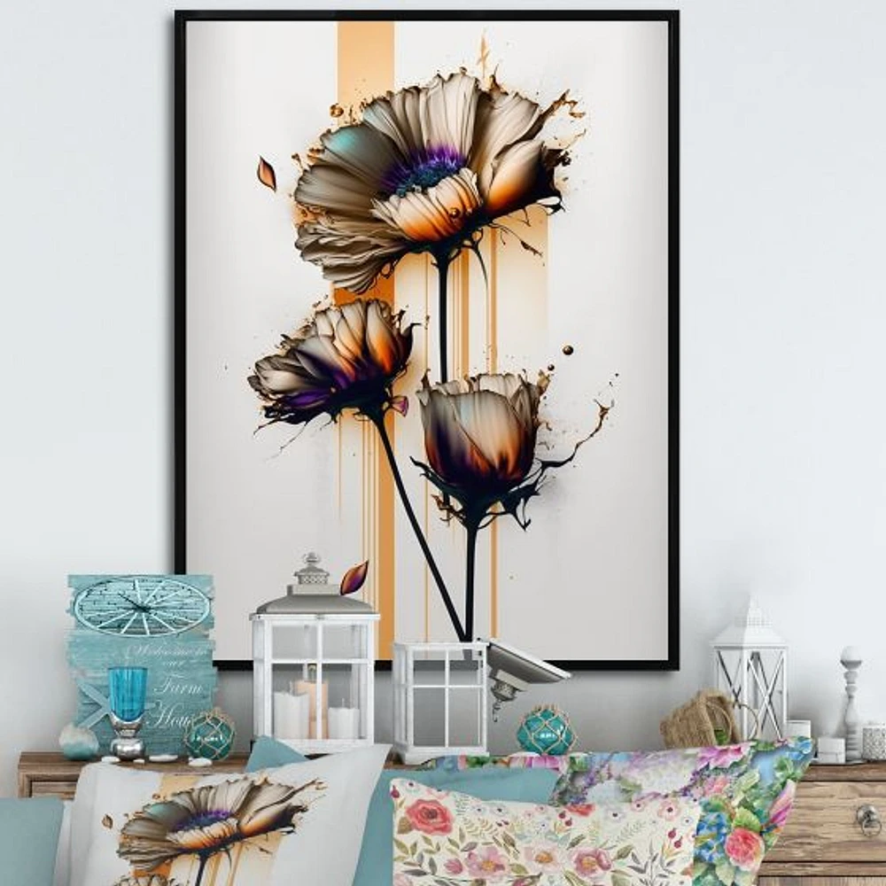 Daisy Flower On Abstract Fusion I Wall Art