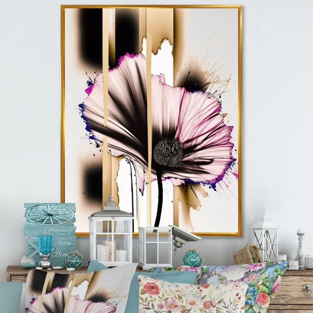 Pink Gerbera Flower On Abstract Fusion Wall Art