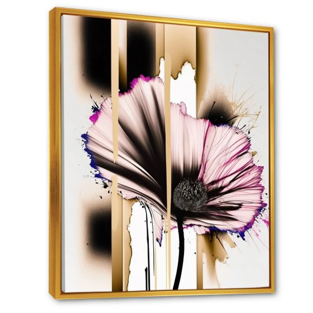 Pink Gerbera Flower On Abstract Fusion Wall Art